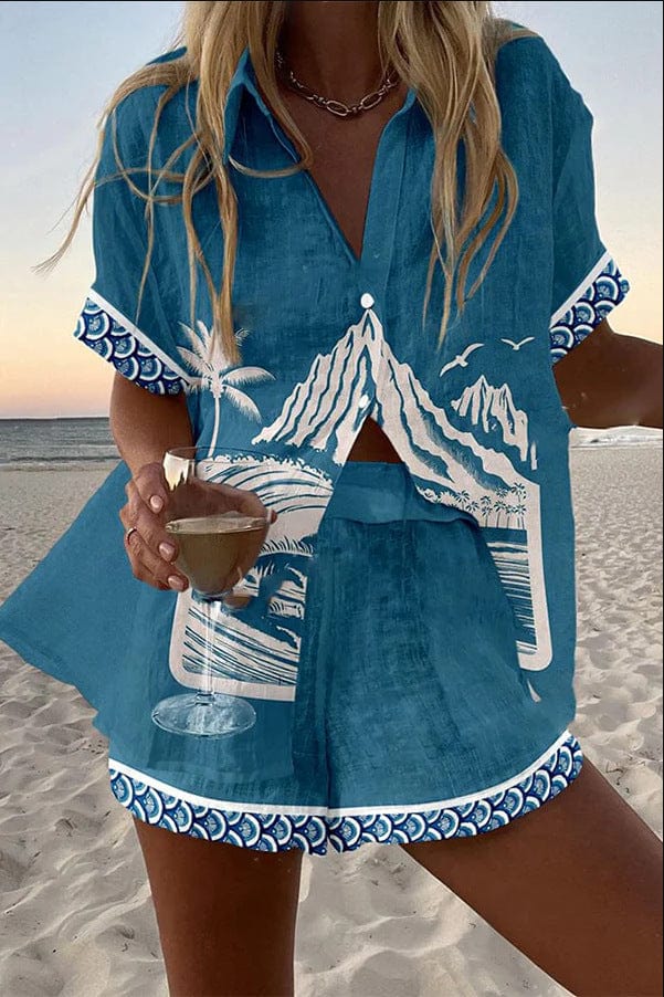 Conjunto Camiseta y Shorts Lino Algodón Mujer