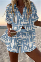 Conjunto Camilla De Camiseta Y Shorts Lino Algodón