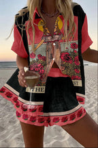 Conjunto Camilla De Camiseta Y Shorts Lino Algodón