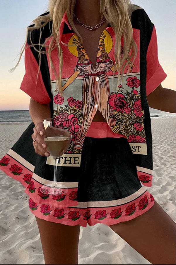 Conjunto Camilla De Camiseta Y Shorts Lino Algodón