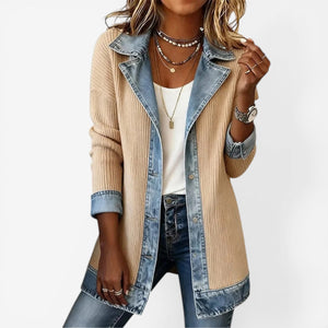 Damenjacke Strick und Denim Lagenlook Casual
