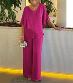 Conjunto Pantalón Pierna Ancha y Top Asimétrico