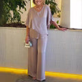 Wide-Leg Pants and Asymmetric Top Set
