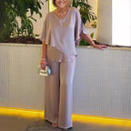 Conjunto Pantalón Pierna Ancha y Top Asimétrico