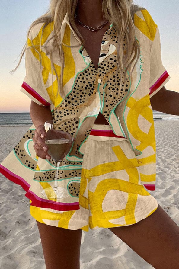 Conjunto Camiseta y Shorts Lino Algodón Mujer