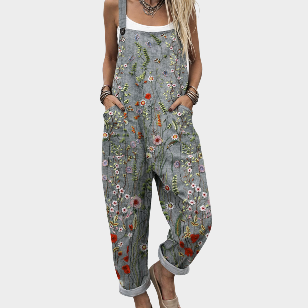 Crema | Warm Cream Floral Strap Jumpsuit