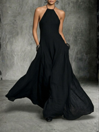 Vestido Maxi Sin Mangas De Lino Estilo Minimalista