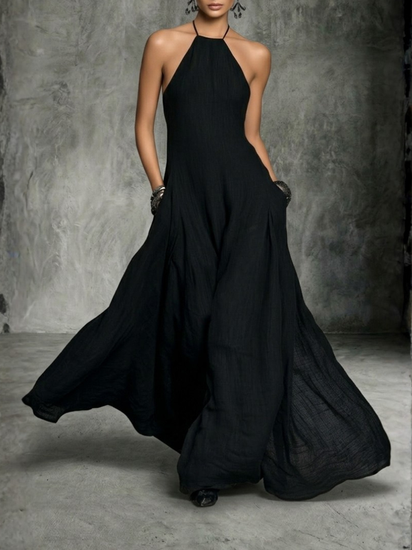 Vestido Maxi Sin Mangas De Lino Estilo Minimalista