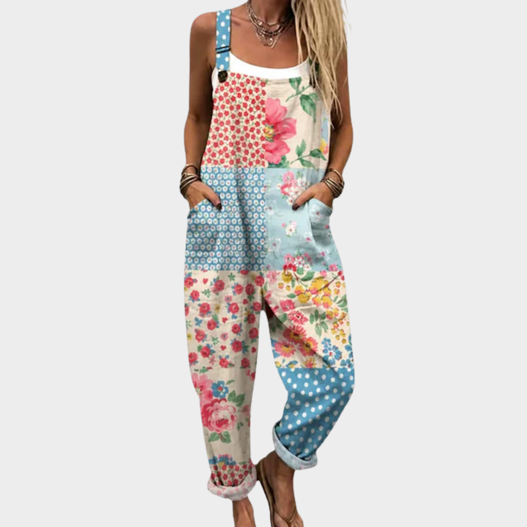 Oscura | Vibrant Dark Night Floral Strap Jumpsuit