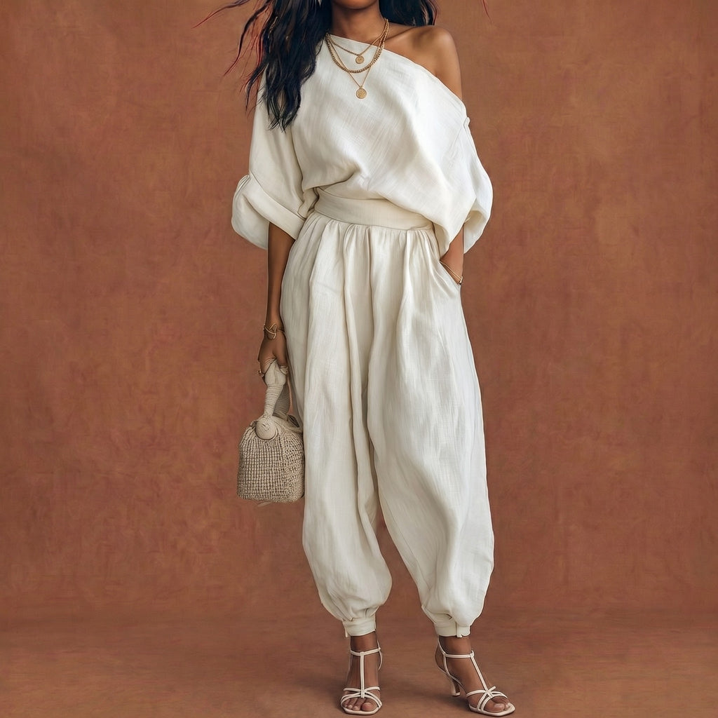 Conjunto Off Shoulder 2 Piezas Estilo Casual Chic