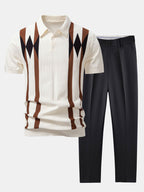 Conjunto Polo Jacquard Geométrico y Pantalón Slim Fit