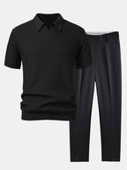 Conjunto Polo Tejido Jacquard y Pantalón Slim Tapered