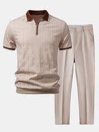 Conjunto Polo Knit con Cremallera y Pantalón Slim