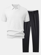 Conjunto Polo Tejido Jacquard y Pantalón Slim Tapered