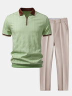 Conjunto Polo Knit con Cremallera y Pantalón Slim