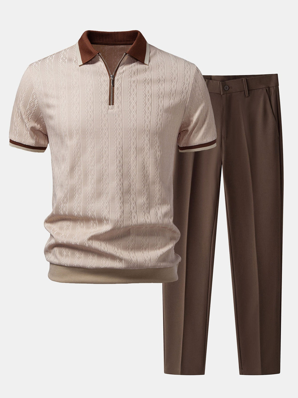 Conjunto Polo De Punto Con Cremallera Y Pantalón Slim