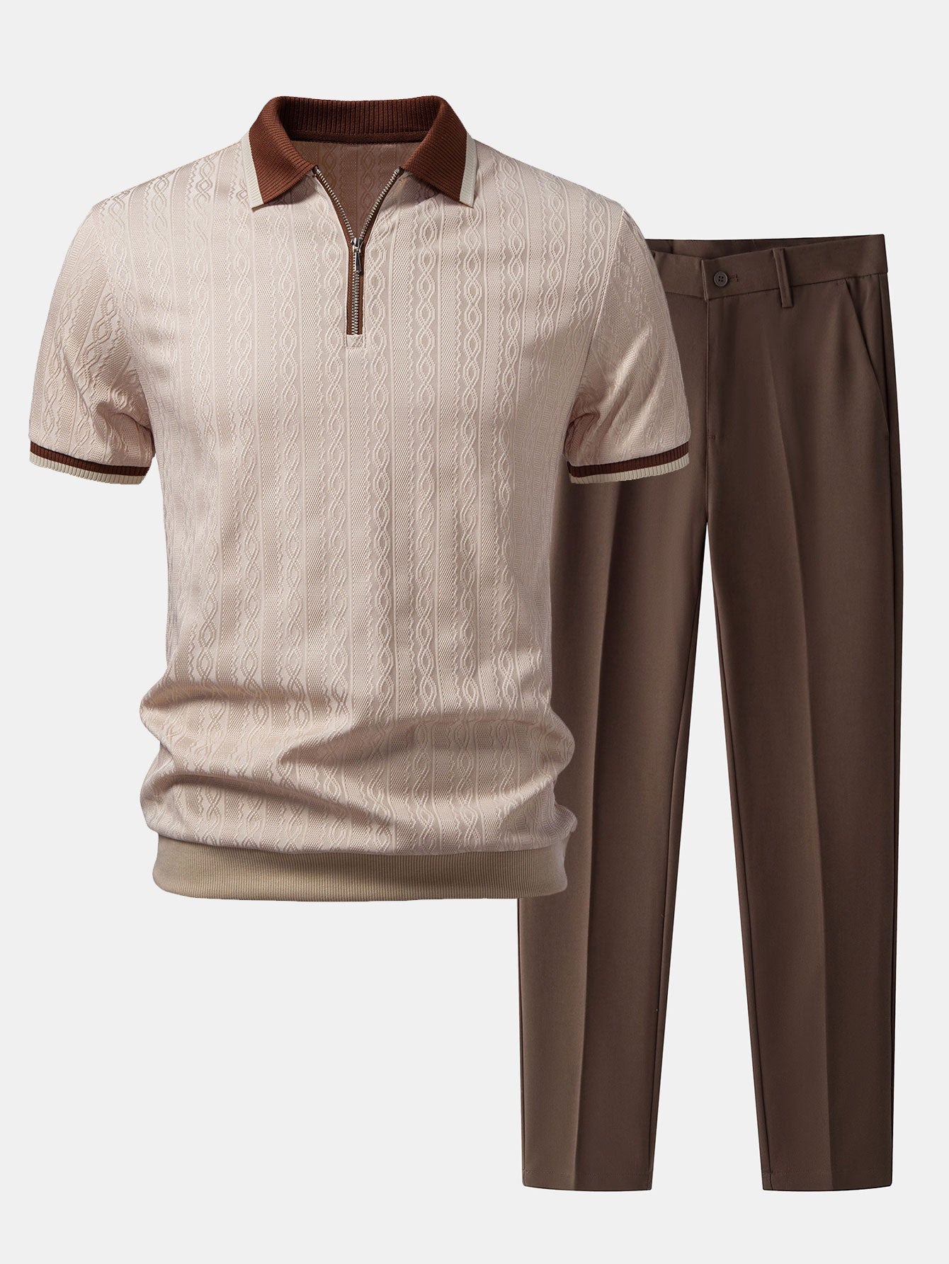 Conjunto Polo De Punto Con Cremallera Y Pantalón Slim
