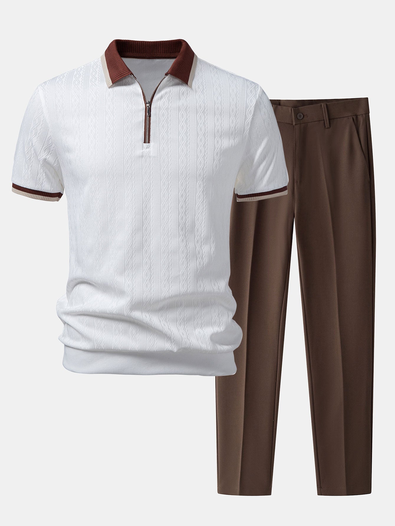 Conjunto Polo De Punto Con Cremallera Y Pantalón Slim