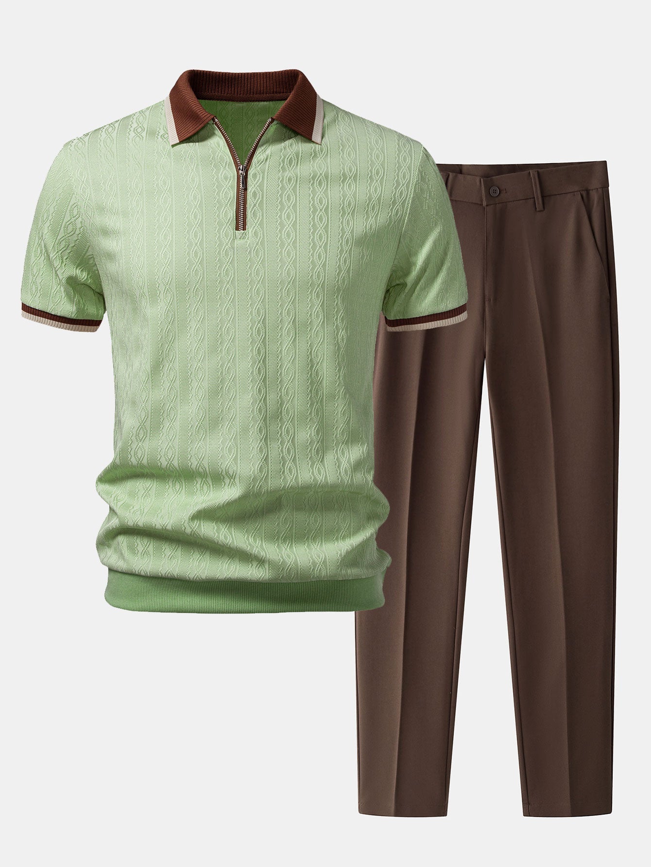 Conjunto Polo De Punto Con Cremallera Y Pantalón Slim