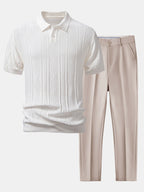 Conjunto Polo Punto Jacquard y Pantalón Slim Tapered
