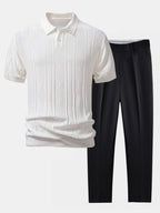 Conjunto Polo Punto Jacquard y Pantalón Slim Tapered
