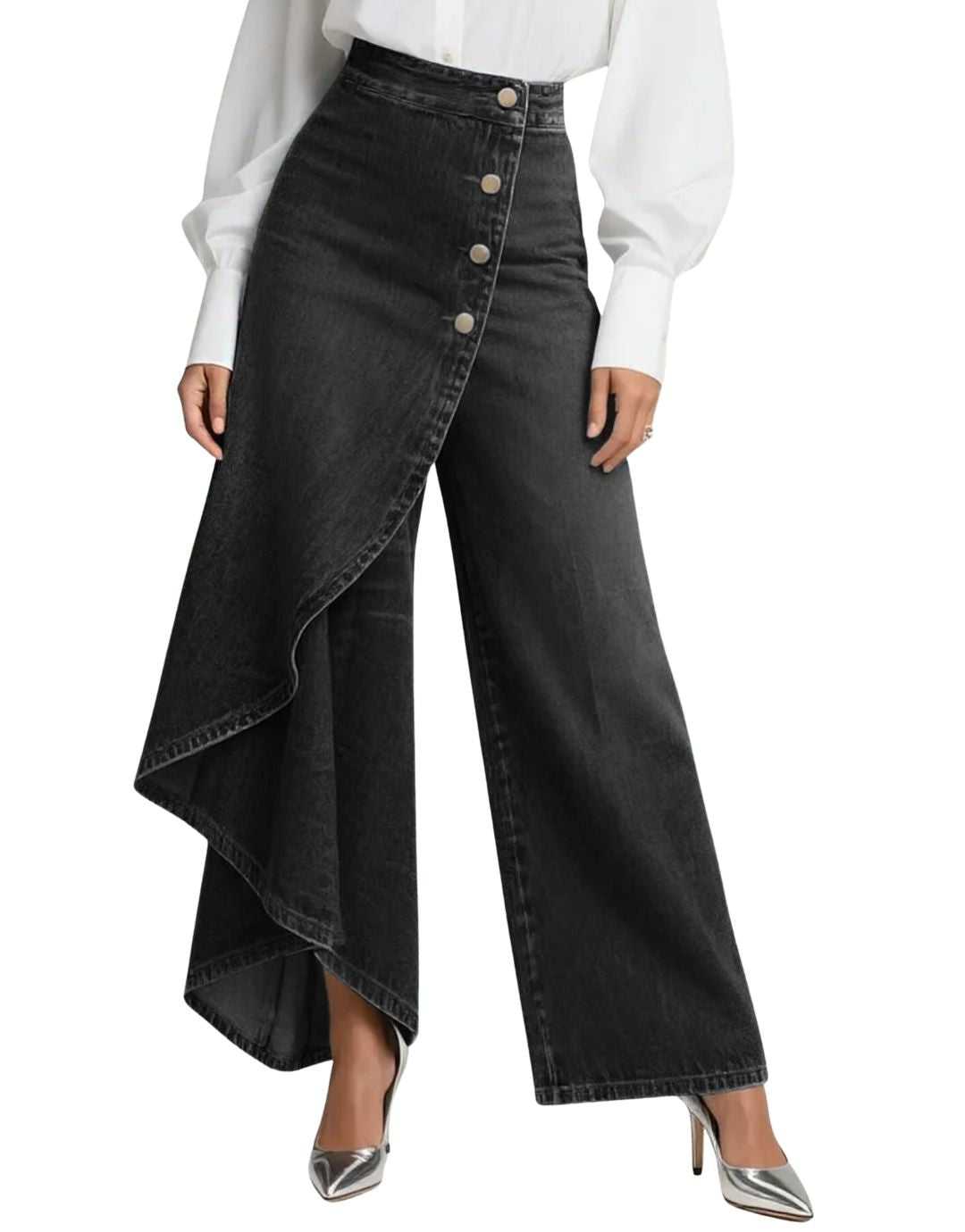 Damen-Jeans mit gekreuztem Bund und mittlerer Leibhöhe