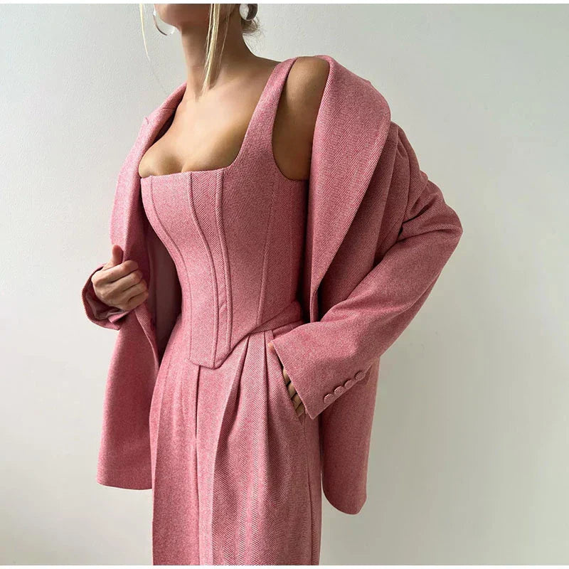 Conjunto Sastre 3 Piezas Mujer con Blazer y Corsé