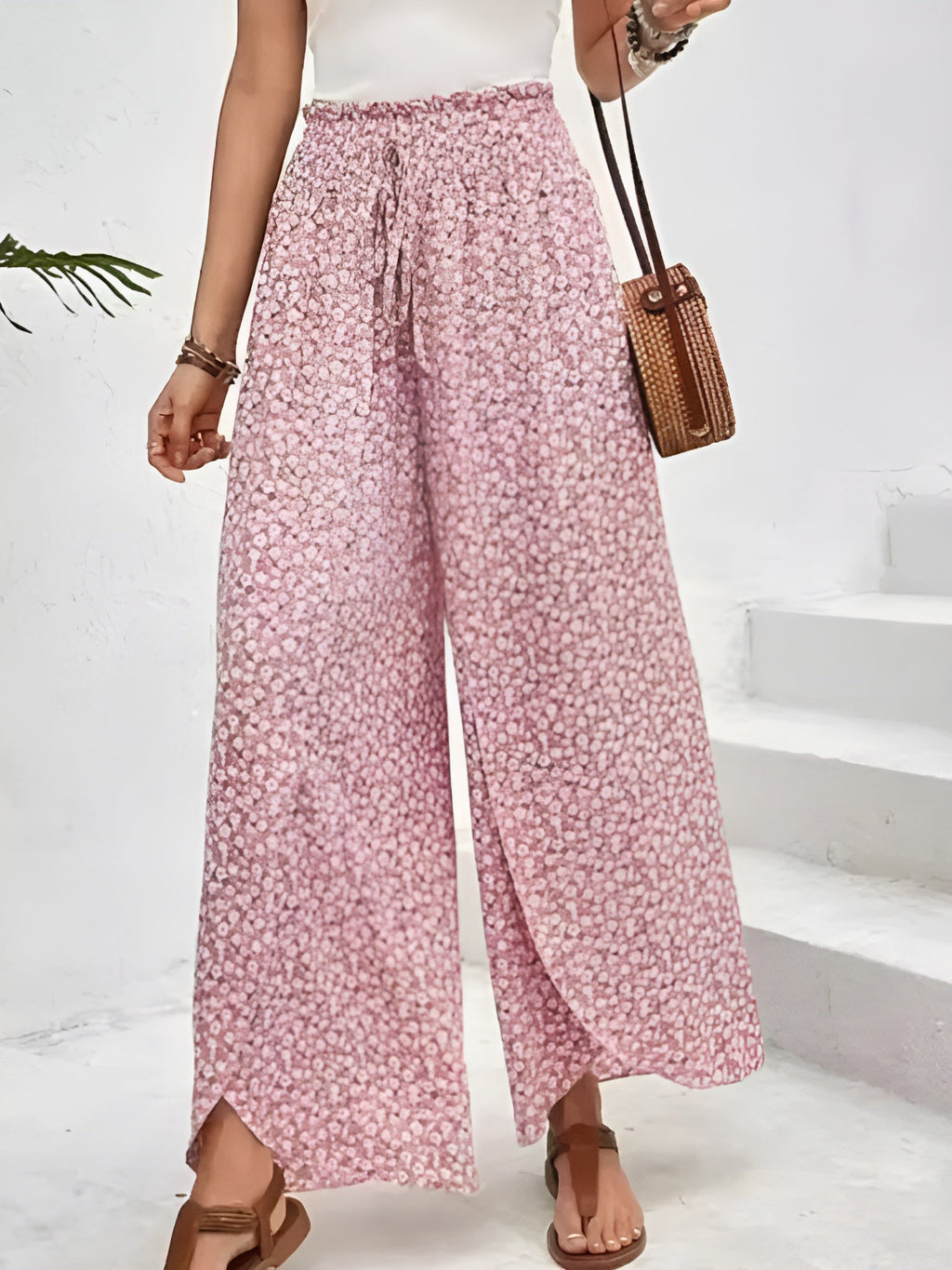 Pantalón Geométrico de Verano con Cintura Elástica