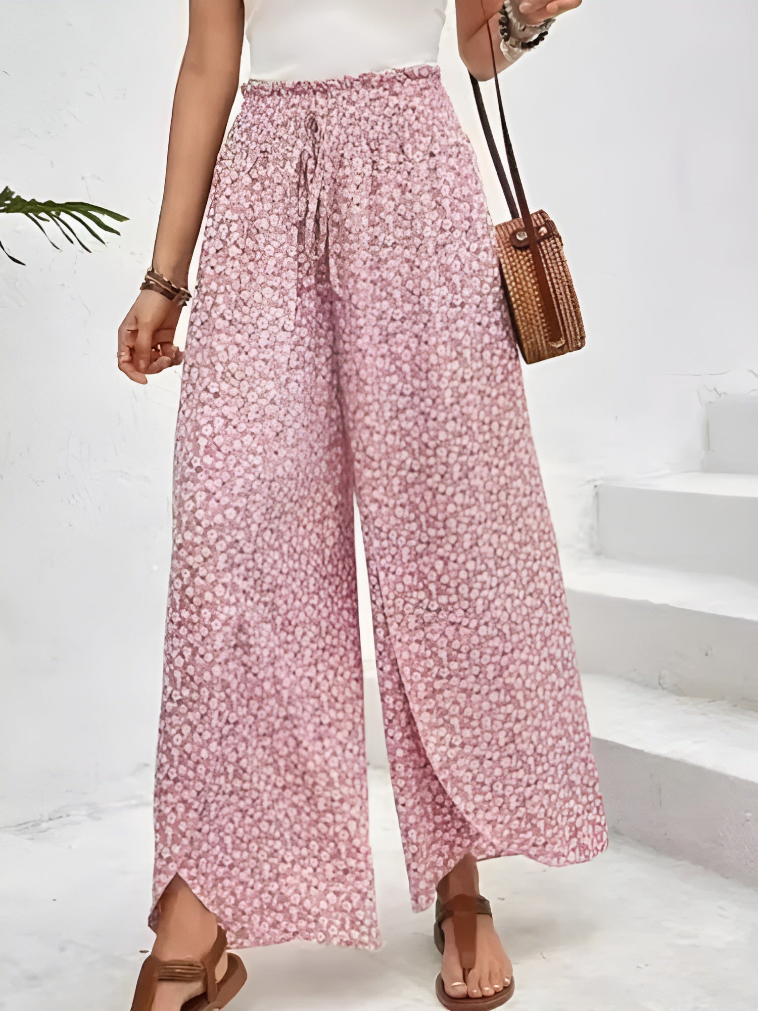 Pantalón Geométrico de Verano con Cintura Elástica