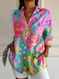 Colorful Blouse with Artistic Print and Comfortable Fit