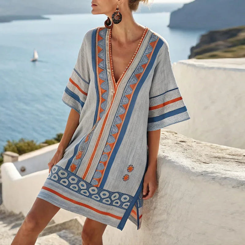 Vestido Largo de Playa Elegante con Escote en V