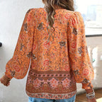 Blusa Floral Elegante de Mujer con Corte Fluido