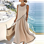 Vestido Midi Playa Mujer Escote en V Estilo Bohemio