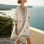 Vestido Largo de Playa Elegante con Escote en V