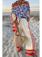 Conjunto Mujer Camisa y Pantalón Ancho Estampado Casual