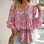 Blusa Floral Elegante de Mujer con Corte Fluido