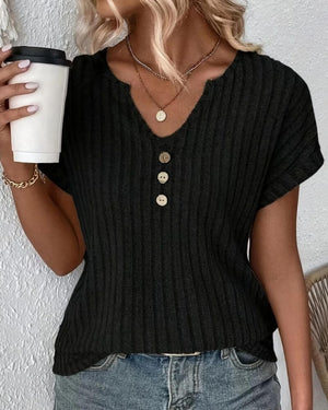 Gemütliche Strickbluse mit V-Ausschnitt