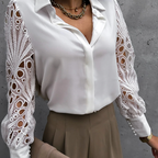 Blusa De Mujer Con Cuello Elegante Y Corte Fluido