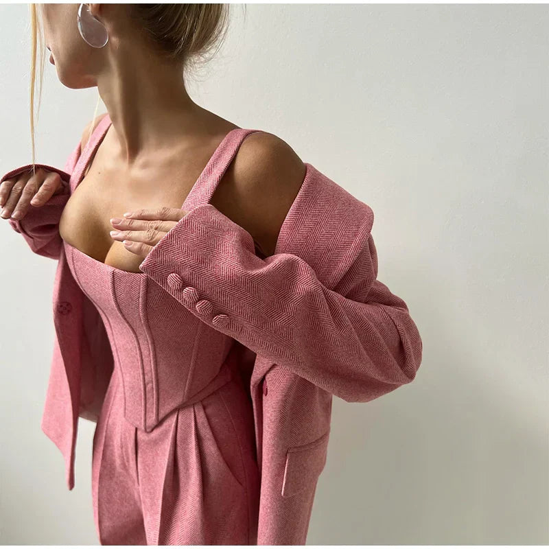 Conjunto Sastre 3 Piezas Mujer con Blazer y Corsé