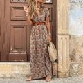 Elegant Bohemian Maxi Dress in Light Viscose