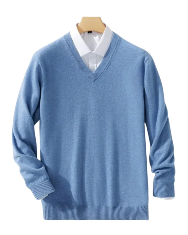 Kaschmir-Pullover für Herren mit V-Ausschnitt und schmaler Passform
