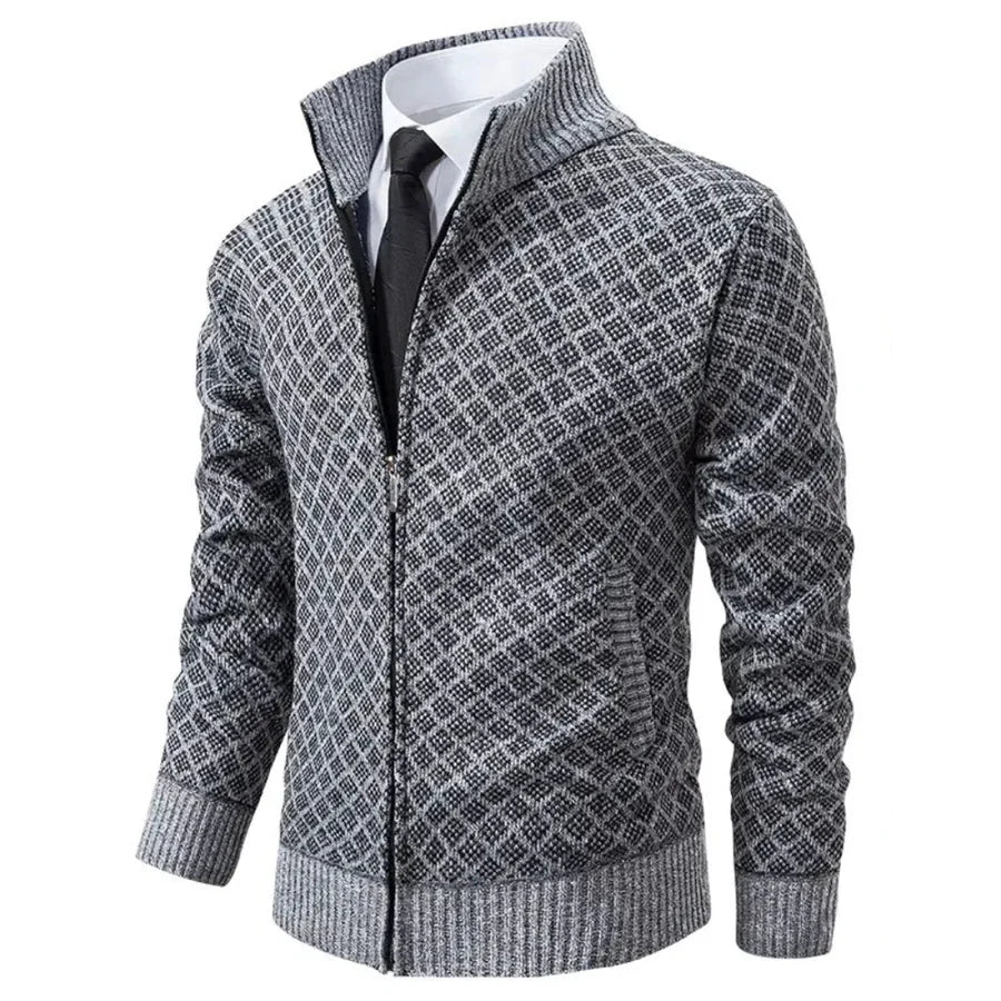 Cárdigan Casual con Cremallera de Punto Waffle