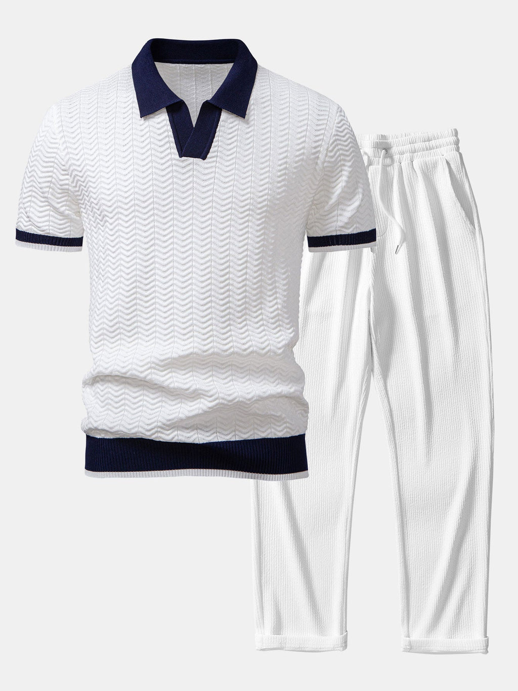 Conjunto De Punto Polo De Pico Y Pantalón Recto