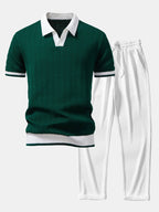 Conjunto De Punto Polo De Pico Y Pantalón Recto