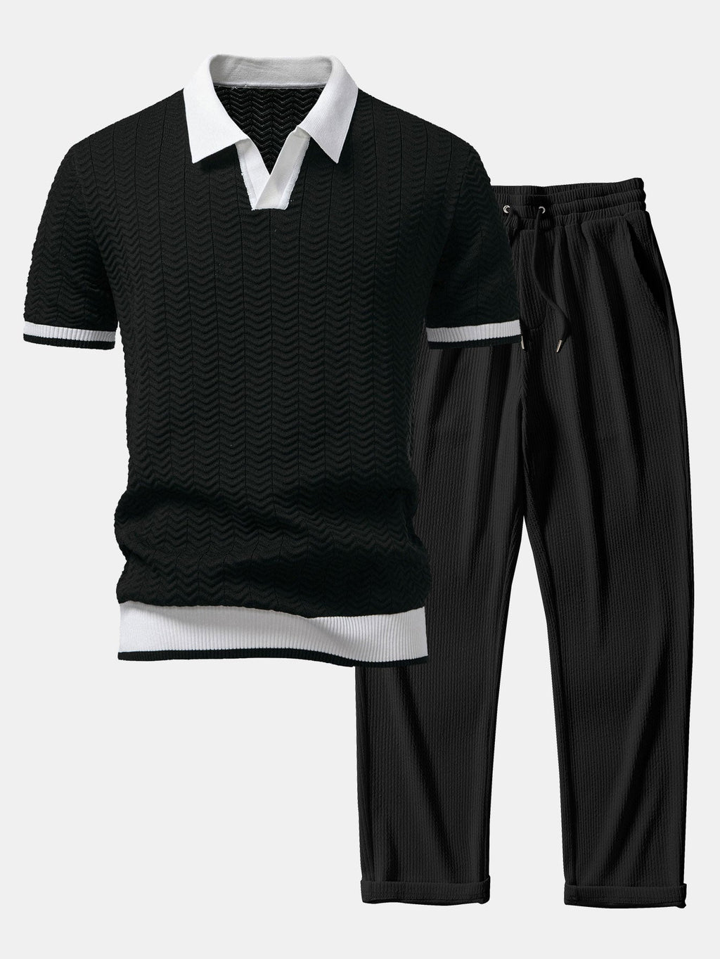 Conjunto De Punto Polo De Pico Y Pantalón Recto