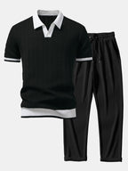 Conjunto De Punto Polo De Pico Y Pantalón Recto