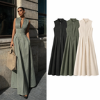 Vestido Entallado con Cremallera y Falda Fluida