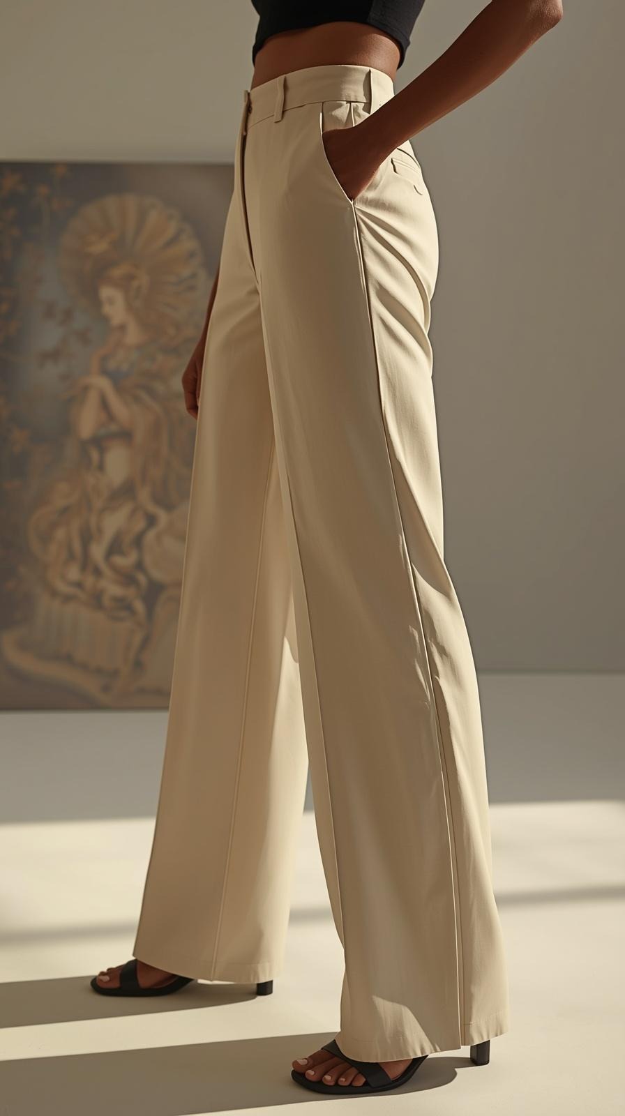 Pantalones Mujer Tiro Alto Modeladores Pierna Ancha