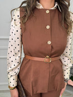 Conjunto Pantalón Y Chaleco Con Cinturón En Cintura