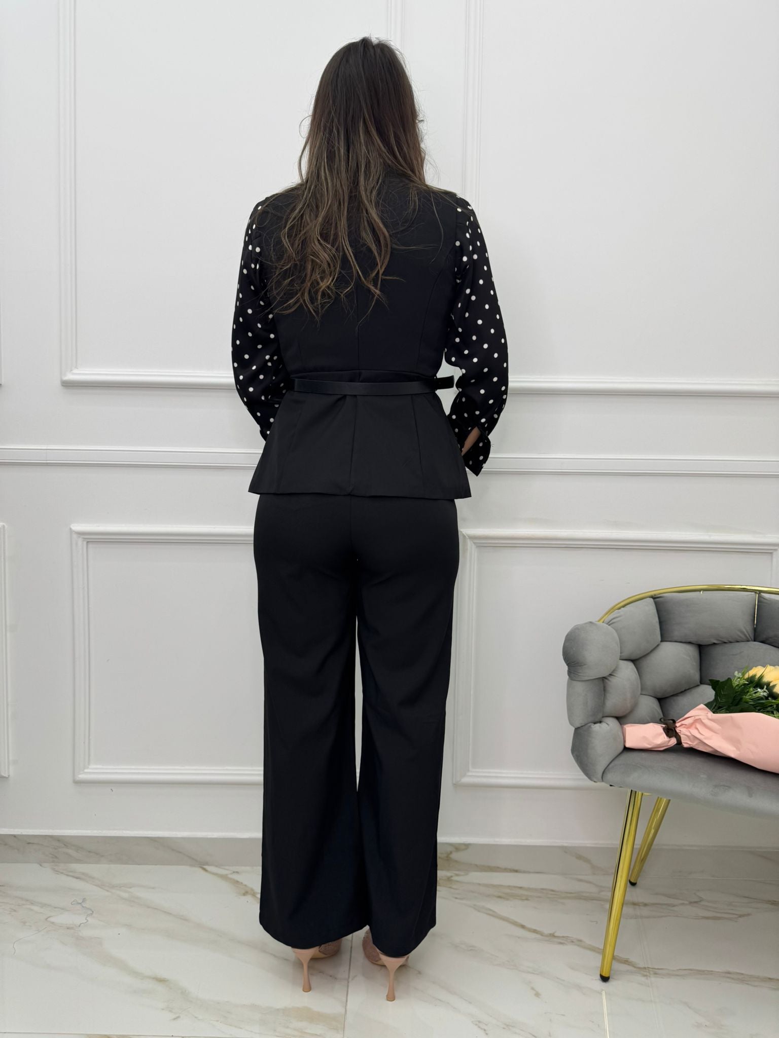 Conjunto Pantalón Y Chaleco Con Cinturón En Cintura